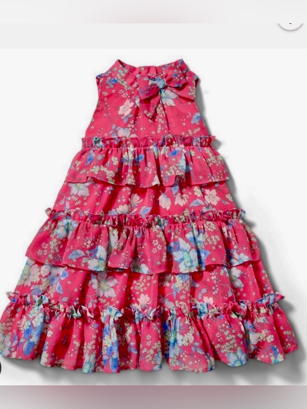 Janie&jack Bright Pink Floral Ruffled Sundress shirt ze 10